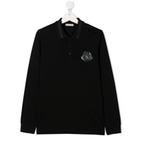 Moncler Kids Camisa polo com patch de logo - Preto