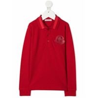 Moncler Kids Camisa polo com patch de logo - Vermelho