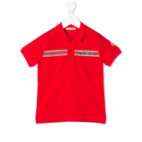 Moncler Kids Camisa polo mangas curtas com logo de tricô - Vermelho