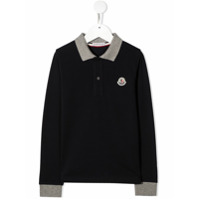 Moncler Kids Camisa polo mangas longas bicolor - Azul