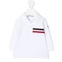 Moncler Kids Camisa polo mangas longas com estampa de listras - Branco