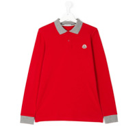 Moncler Kids Camisa polo mangas longas - Vermelho