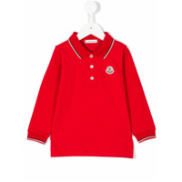 Moncler Kids Camisa polo mangas longas - Vermelho