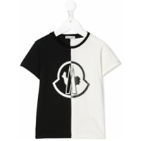 Moncler Kids Camiseta bicolor com estampa de logo - Branco