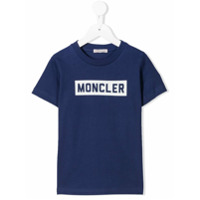 Moncler Kids Camiseta com estampa de logo - Azul