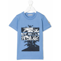 Moncler Kids Camiseta com estampa de palmeira - Azul