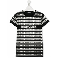 Moncler Kids Camiseta com listra e logo - Preto
