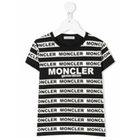 Moncler Kids Camiseta com listras e estampa de logo - Preto