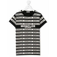Moncler Kids Camiseta com logo e listras - Preto