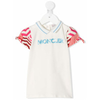 Moncler Kids Camiseta com mangas contrastantes e estampa de logo - Branco