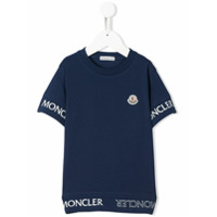 Moncler Kids Camiseta com sobreposição e estampa de logo - Azul