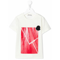 Moncler Kids Camiseta decote careca com estampa de logo - Branco