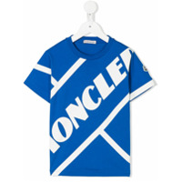 Moncler Kids Camiseta decote careca com estampa do logo - Azul