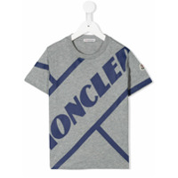 Moncler Kids Camiseta decote careca com estampa gráfica - Cinza