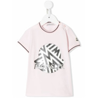 Moncler Kids Camiseta decote careca com estampa gráfica - Rosa