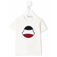 Moncler Kids Camiseta decote careca com patch de logo - Branco