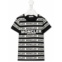 Moncler Kids Camiseta listrada com logo - Preto