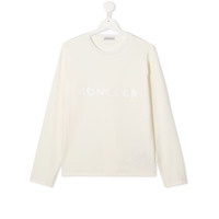 Moncler Kids Camiseta mangas longas com patch de logo - Branco