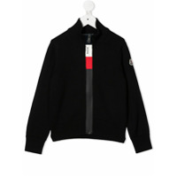 Moncler Kids Cardigan com logo de lã virgen - Preto