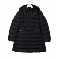 Moncler Kids Casaco matelassê com capuz - Azul