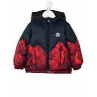 Moncler Kids Casaco matelassê com estampa de montanha - Azul