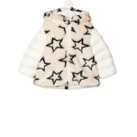 Moncler Kids Casaco matelassê com recortes e estampa de estrelas - Branco