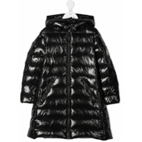 Moncler Kids Casaco matelassê Moka com capuz - Preto