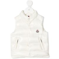 Moncler Kids Colete matelassê com patch de logo - Branco