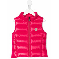 Moncler Kids Colete matelassê com patch de logo - Preto