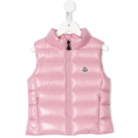 Moncler Kids Colete matelassê com patch de logo - Rosa