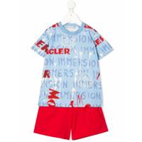 Moncler Kids Conjunto camiseta e short com estampa de logo - Azul
