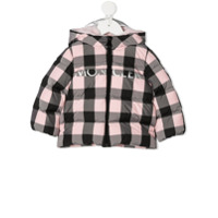 Moncler Kids gingham check cotton puffer jacket - Rosa