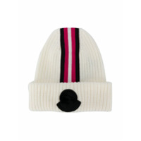 Moncler Kids Gorro com logo e listras - Branco