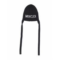 Moncler Kids Gorro de tricô canelado com logo - Preto