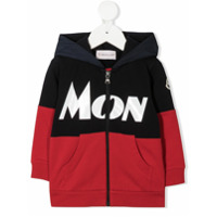 Moncler Kids Jaqueta com capuz e estampa de logo - Azul