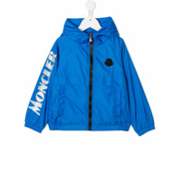 Moncler Kids Jaqueta com capuz e logo nas mangas - Azul
