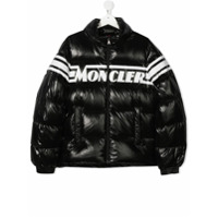 Moncler Kids Jaqueta matelassê com estampa de logo - Preto