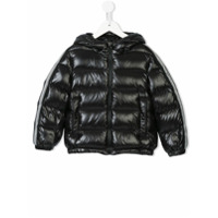 Moncler Kids Jaqueta matelassê com logo e listras - Preto