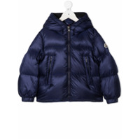 Moncler Kids Jaqueta matelassê com patch de logo - Azul