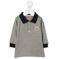 Moncler Kids logo-patch long sleeved polo shirt - Cinza