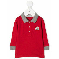 Moncler Kids logo-patch long sleeved polo shirt - Vermelho