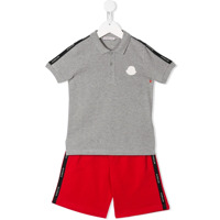 Moncler Kids logo polo shirt and shorts - Cinza