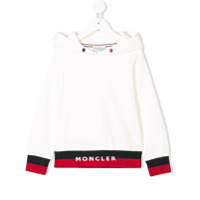 Moncler Kids logo stripe trim hoodie - Branco