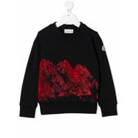 Moncler Kids Moletom com estampa de montanha - Azul