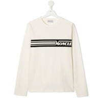 Moncler Kids Moletom com logo e listras - Branco