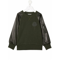 Moncler Kids Moletom decote careca com mangas contrastantes - Verde