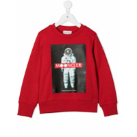 Moncler Kids Moletom mangas longas com estampa gráfica - Vermelho