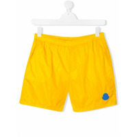 Moncler Kids Short de natação com patch de logo - Amarelo