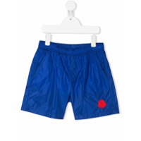 Moncler Kids Short de natação com patch de logo - Azul