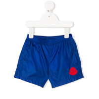 Moncler Kids Short de natação em nylon com logo - Azul